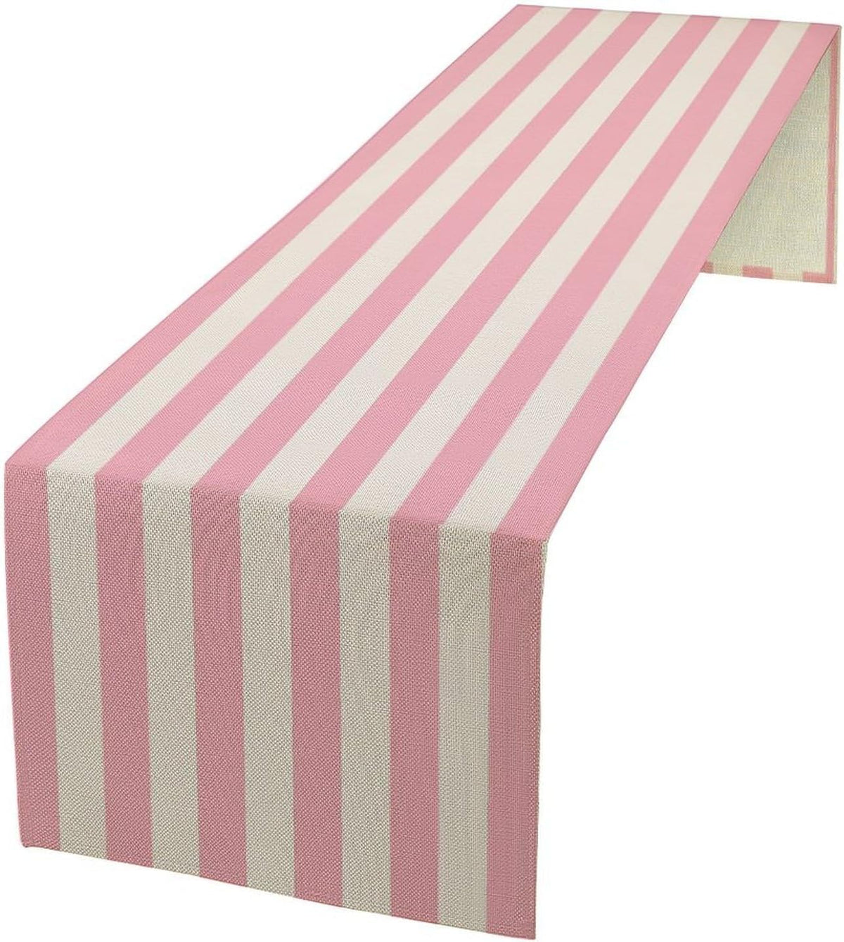 Stripe Table Runner Vertical Pink White Stripe Pattern for Indoor Outdoor Party Dinner Festival Farmhouse Holiday Dining Room Home Kitchen Restaurant, 13x36in