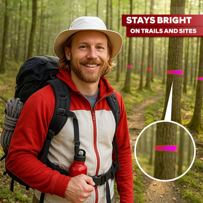 Pink Flagging Tape 12-Pack, 1-Inch x 1800 Feet Total Pink Marking Tape Ribbon, High Visibility Non-Fading Trail Marking Ribbon for Surveying, Trees, Construction Safety Caution - 150ft/roll
