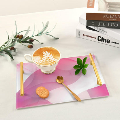 White Peach Gradien Decorative Breakfast Tray with Handles Trays for Coffee Table for Jewelry Perfume for Dinner Serving Tea Preparation Set