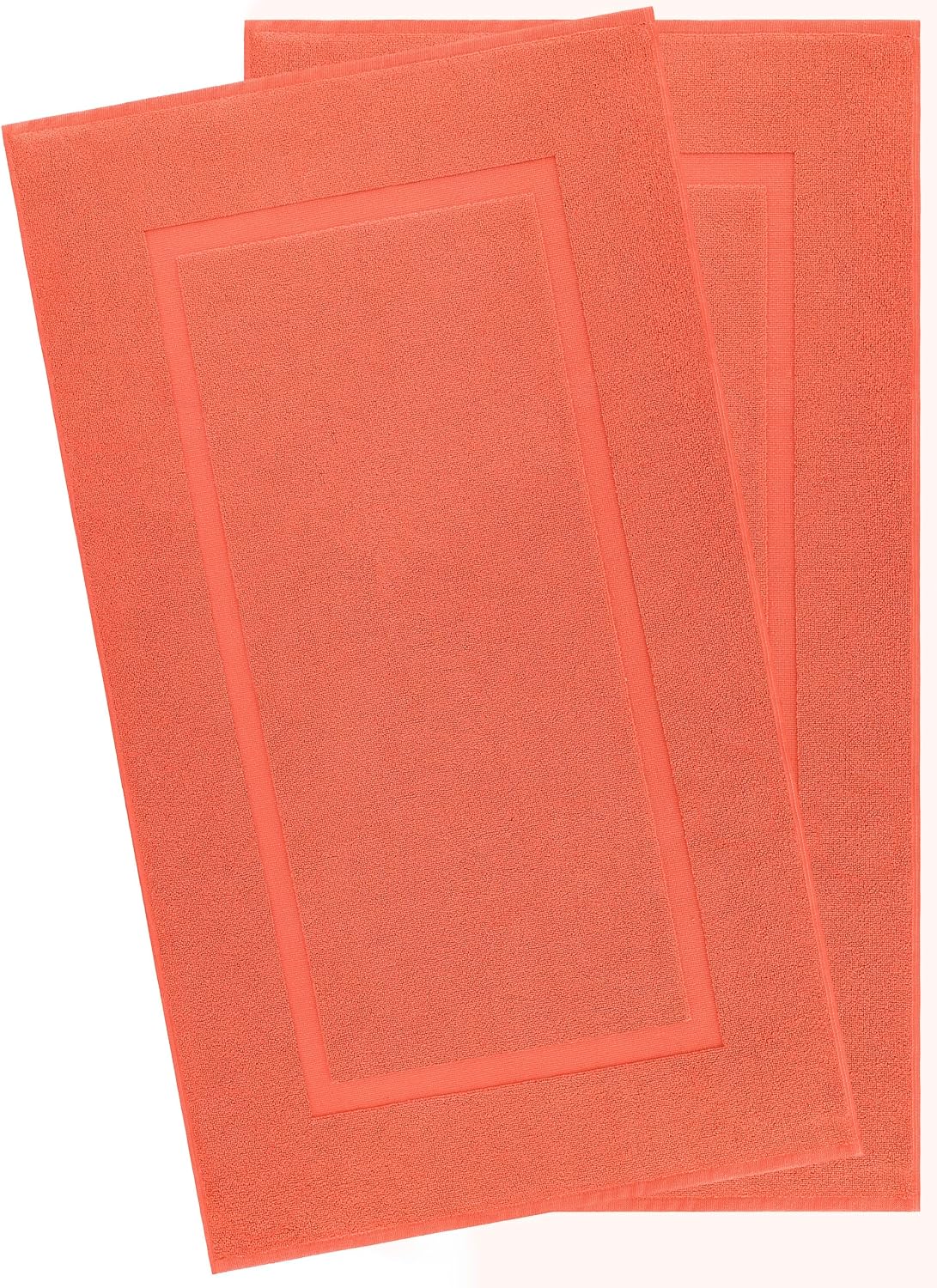 100% Cotton Bath Mats for Bathroom Floor Set of 2 Pack, 20x34 Soft Absorbent Washable Quick Dry Tub Bathmat, Coral