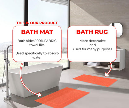100% Cotton Bath Mats for Bathroom Floor Set of 2 Pack, 20x34 Soft Absorbent Washable Quick Dry Tub Bathmat, Coral