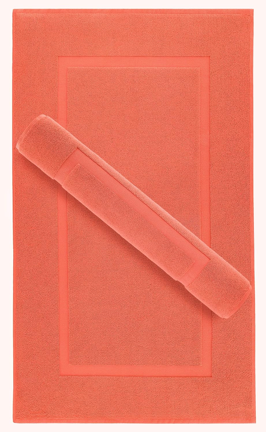 100% Cotton Bath Mats for Bathroom Floor Set of 2 Pack, 20x34 Soft Absorbent Washable Quick Dry Tub Bathmat, Coral