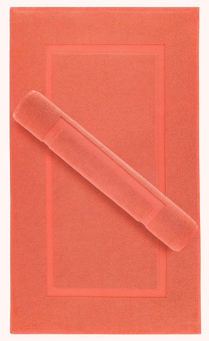 100% Cotton Bath Mats for Bathroom Floor Set of 2 Pack, 20x34 Soft Absorbent Washable Quick Dry Tub Bathmat, Coral