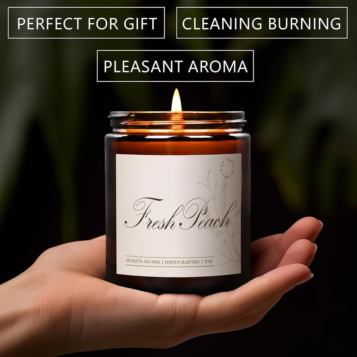 Fresh Peach Scented Candles for Home|Sweet Orange,Peach,Floral Scented Soy Candle| Longlasting Aromatherapy Candle Gift for Women,Men for Birthday,Summer,Holiday|7oz