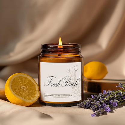 Fresh Peach Scented Candles for Home|Sweet Orange,Peach,Floral Scented Soy Candle| Longlasting Aromatherapy Candle Gift for Women,Men for Birthday,Summer,Holiday|7oz