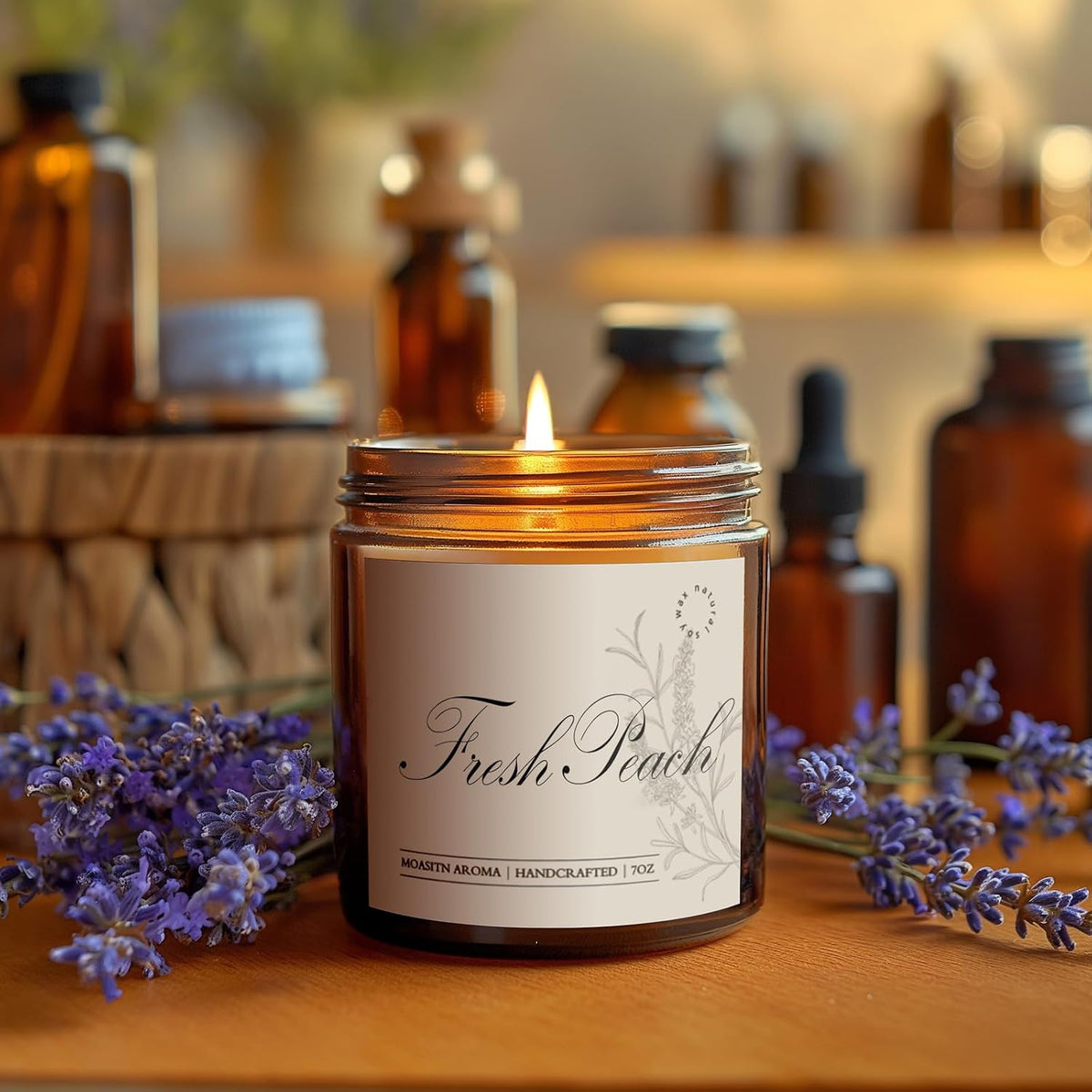 Fresh Peach Scented Candles for Home|Sweet Orange,Peach,Floral Scented Soy Candle| Longlasting Aromatherapy Candle Gift for Women,Men for Birthday,Summer,Holiday|7oz