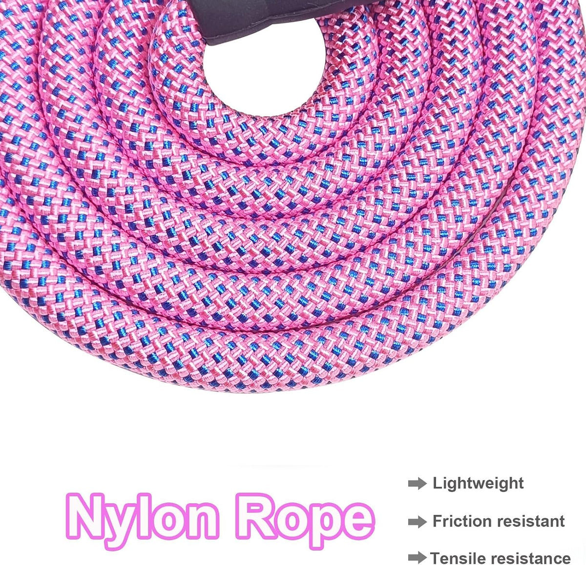Heavy Duty Rope Dog Leash, 3/6/8/10/12/15/20FT Nylon Pet Leash, Soft Padded Handle Thick Lead Leashes for Large Medium Dogs (Pink-Blue dot, 1/2" * 6')