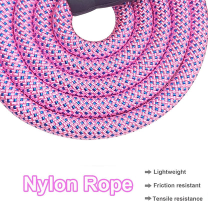 Heavy Duty Rope Dog Leash, 3/6/8/10/12/15/20FT Nylon Pet Leash, Soft Padded Handle Thick Lead Leashes for Large Medium Dogs (Pink-Blue dot, 1/2" * 6')