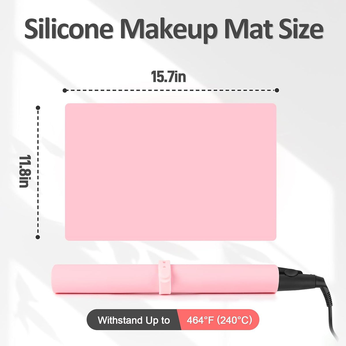 Silicone Makeup Mat for Vanity, 15.7 x 11.8 in, Pink