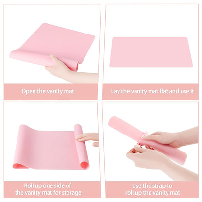 Silicone Makeup Mat for Vanity, 15.7 x 11.8 in, Pink