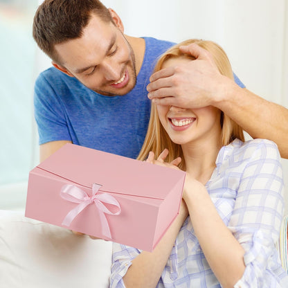 Gift Box,8x8x4 Gift Boxes with Lids for Presents,Pink Magnetic Gift Box for Wrapping,Birthday, Wedding, Bridesmaid Proposal, Christmas,Includes Ribbon,Card