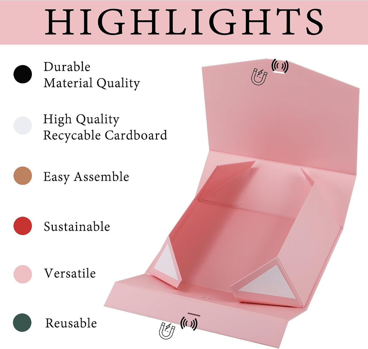 Gift Box,8x8x4 Gift Boxes with Lids for Presents,Pink Magnetic Gift Box for Wrapping,Birthday, Wedding, Bridesmaid Proposal, Christmas,Includes Ribbon,Card