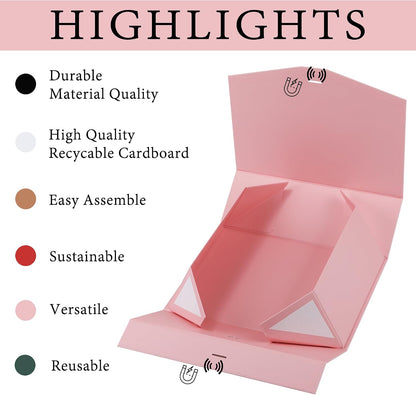 Gift Box,8x8x4 Gift Boxes with Lids for Presents,Pink Magnetic Gift Box for Wrapping,Birthday, Wedding, Bridesmaid Proposal, Christmas,Includes Ribbon,Card