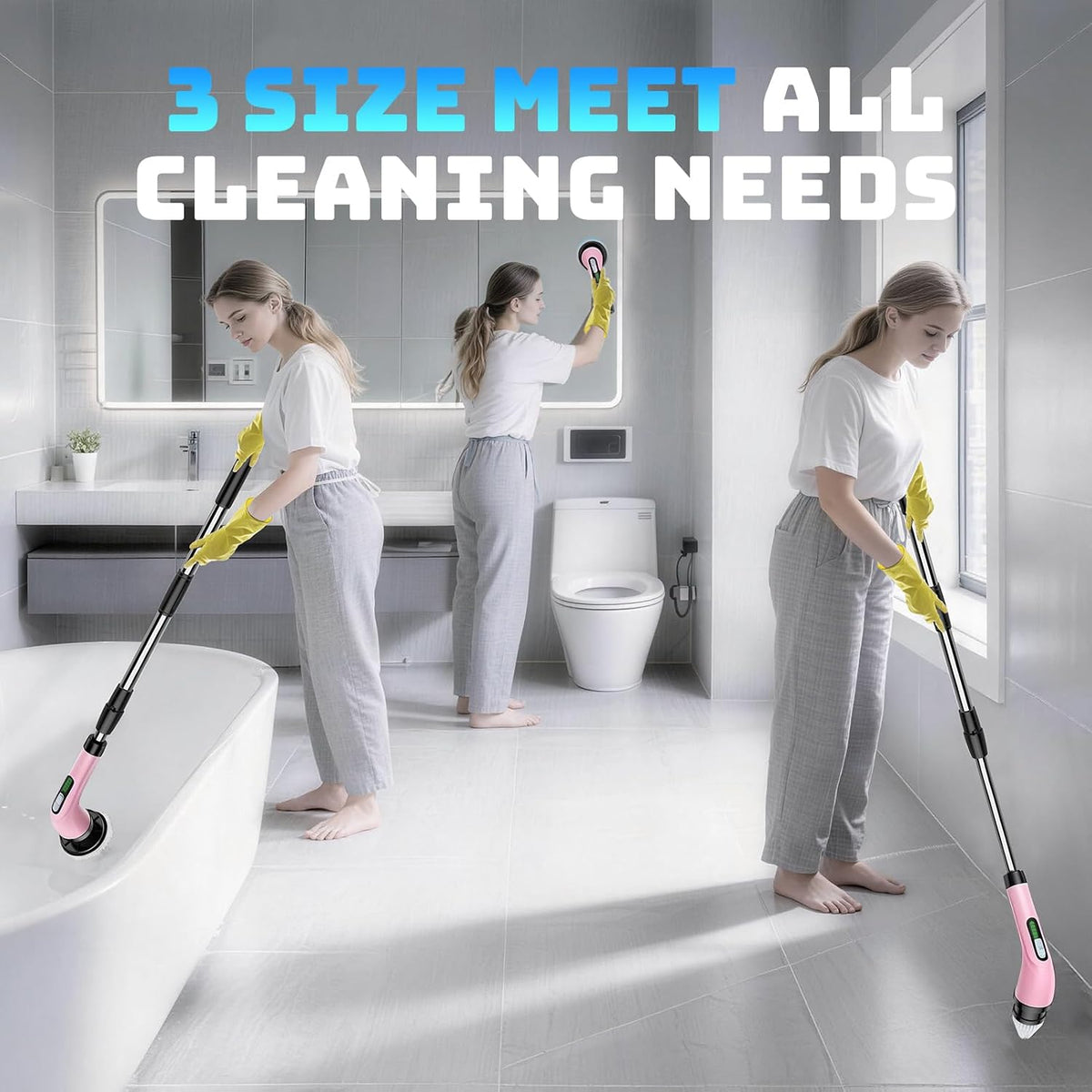 Rechargeable Cordless Rotating Cleaning Brush, Handheld Electric Household Scrub Brush for Bathroom, Shower, Bathtub, Tile and Multiple Home Surfaces