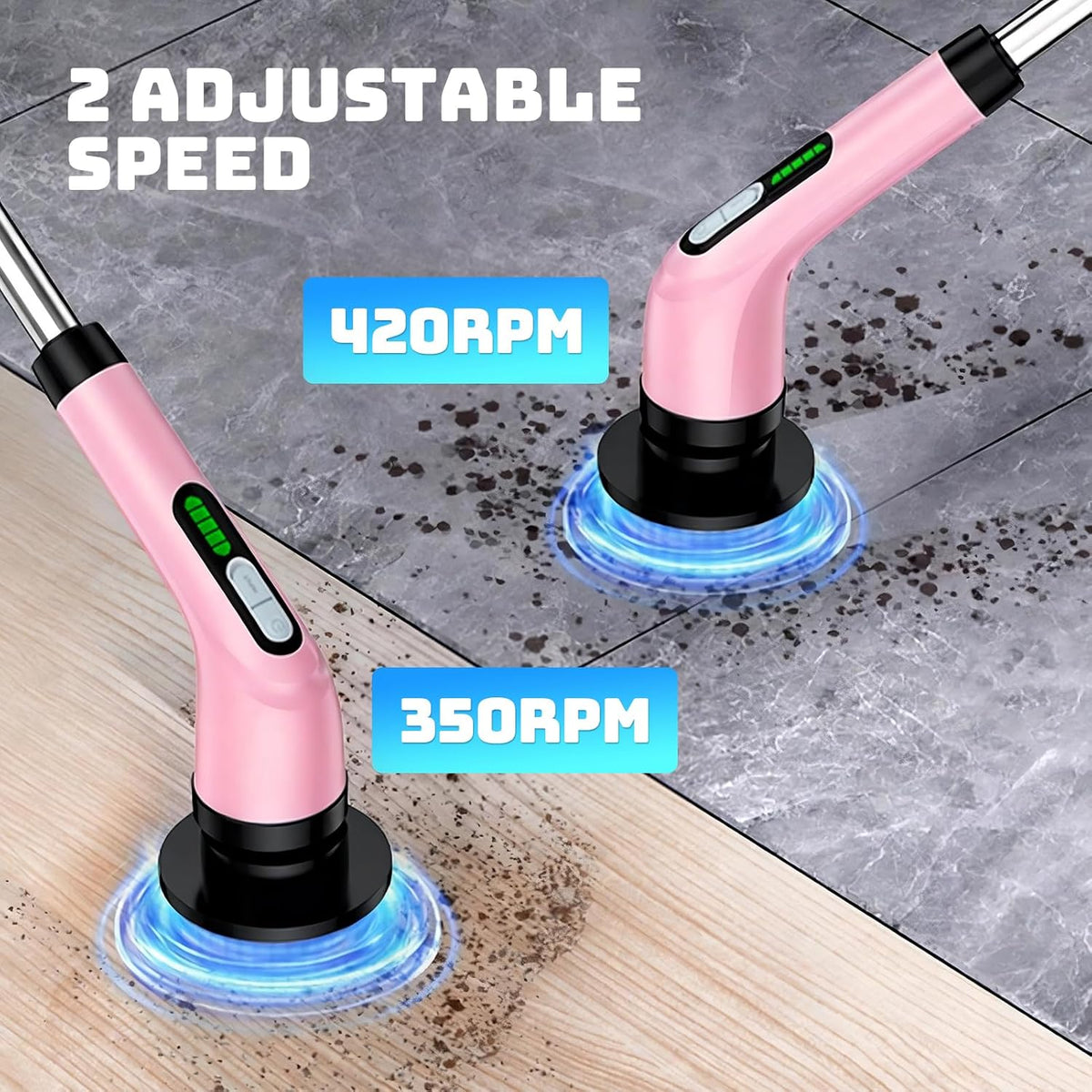Rechargeable Cordless Rotating Cleaning Brush, Handheld Electric Household Scrub Brush for Bathroom, Shower, Bathtub, Tile and Multiple Home Surfaces