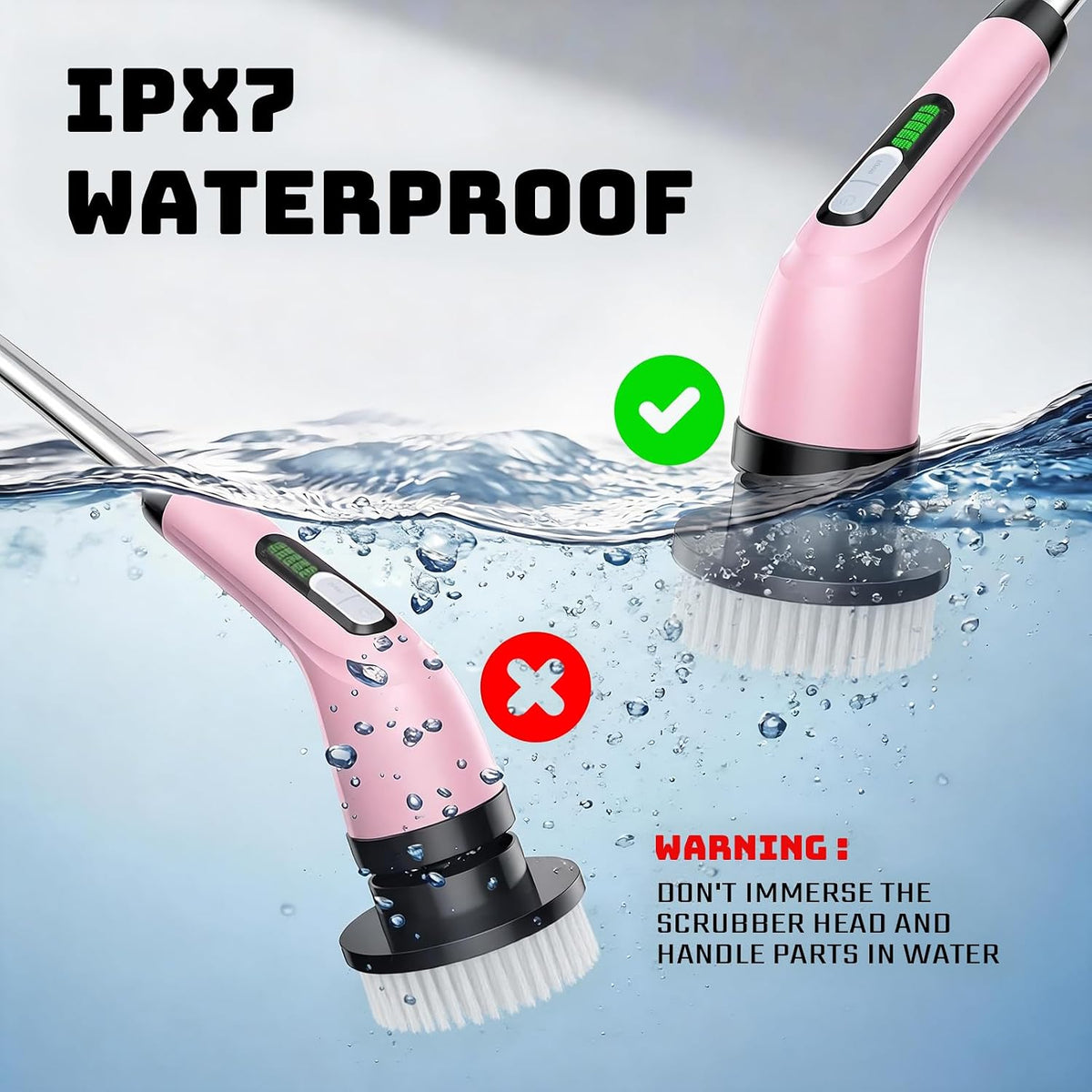 Rechargeable Cordless Rotating Cleaning Brush, Handheld Electric Household Scrub Brush for Bathroom, Shower, Bathtub, Tile and Multiple Home Surfaces