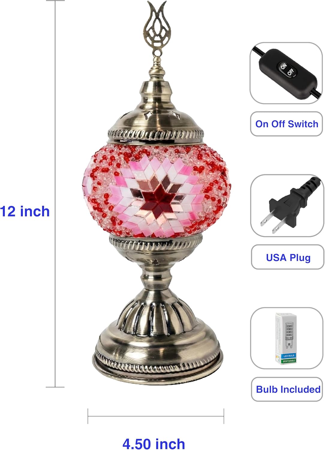 Turkish Mosaic Lamp Kit | DIY Art & Craft Project for Adults | Make Your Own Handmade Lamp (Pink)