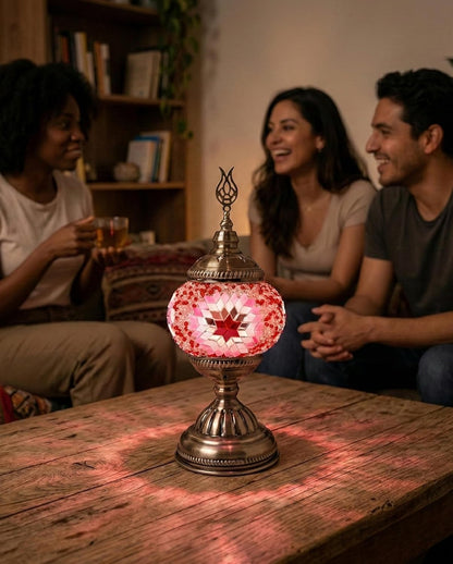 Turkish Mosaic Lamp Kit | DIY Art & Craft Project for Adults | Make Your Own Handmade Lamp (Pink)