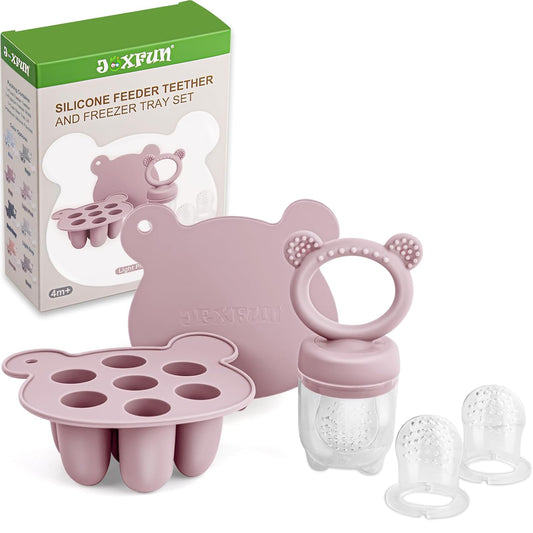 Silicone Breastmilk Popsicle Freezer Molds & Baby Fruit Food Feeder Pacifier, Baby Food Storage Containers Breast Milk Ice Cubes for Baby Teething & Infant Self Feeding, BPA Free - (Light Pink)