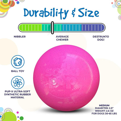 Glitter Ball – Soft Dog Ball Toy, Floating Fetch Ball and Treat Dispenser Made in USA from Non-Toxic Pet Safe Food Safe PUP-X Rubber for Bonding, Physical Exercise, & More