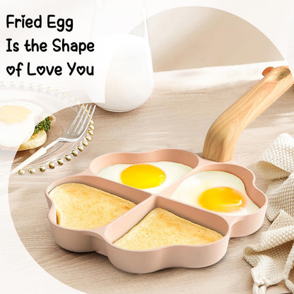 Egg Omelette Pan, 4-Cup Nonstick Granite Omelette Skillet Breakfast Frying Pan Egg Cooker Suitable for Gas Stove & Induction Cookware, PFOA PFOS Free, Pink Heart Shaped
