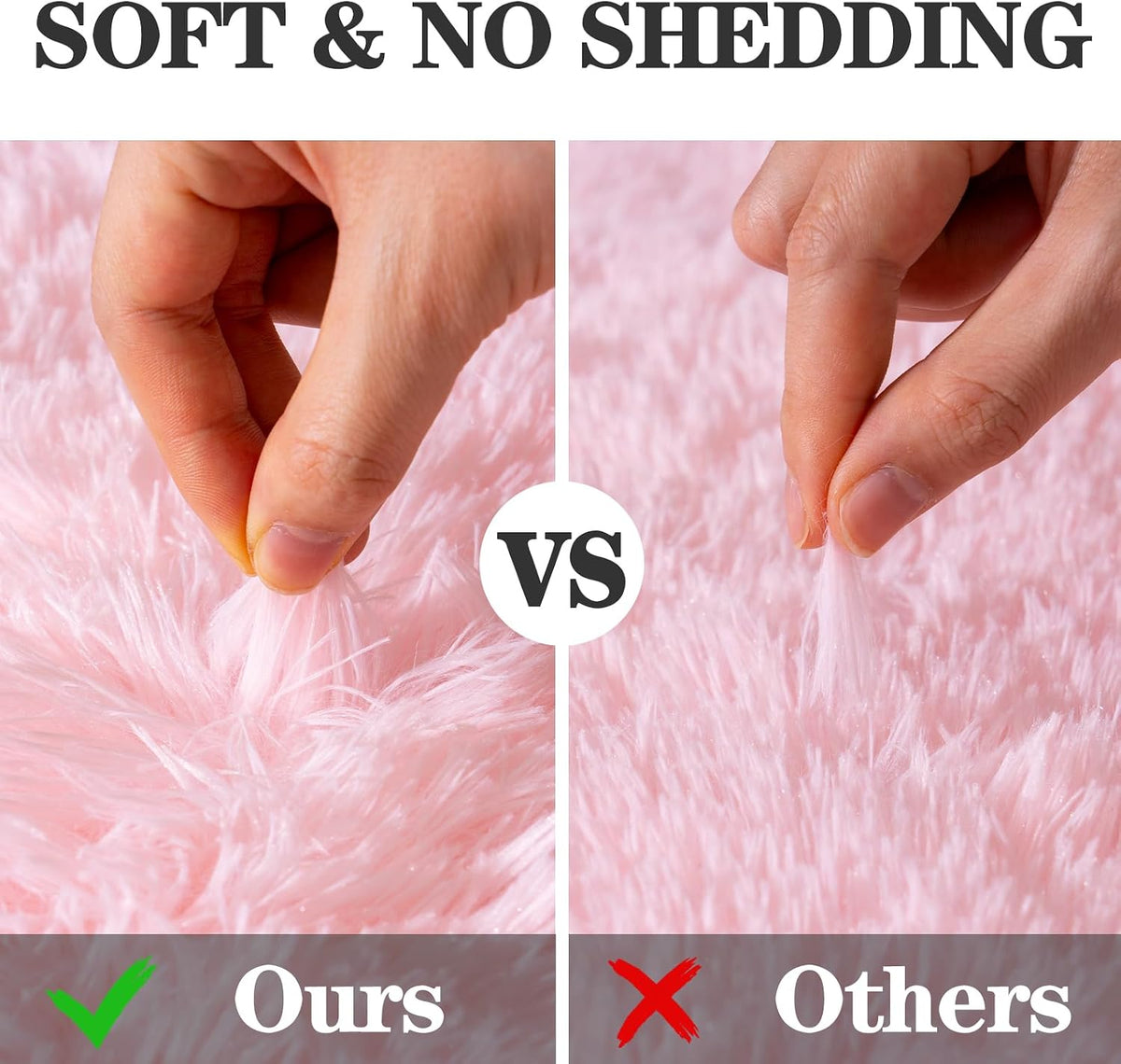 4Ft Fluffy Pink Round Rug for Girls Bedroom Kids Room, Washable Non-Slip
