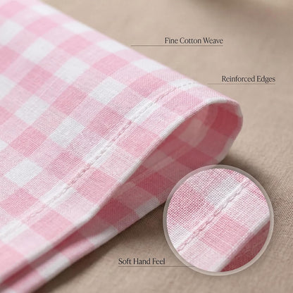 Urban Villa Cloth Napkins 100% Cotton Highly Absorbent Washable Reusable Premium Dinner Napkins Ideal for Gifts for Mothers Day Hotel Farmhouse Parties - Pink/White Checks (20" x 20", Set of 12)