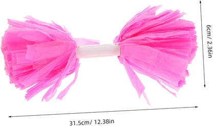 2PCS Pink Cheerleading Pom Poms with Handle Lightweight Portable Handheld Party Cheering Props for Adults Team Sports Event Dance Squad Supplies