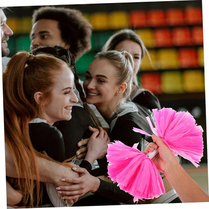 2PCS Pink Cheerleading Pom Poms with Handle Lightweight Portable Handheld Party Cheering Props for Adults Team Sports Event Dance Squad Supplies