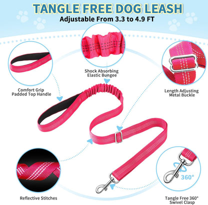 Lukovee No Pull Dog Harness and Leash Set, Soft Padded Small Dog Harness, Neck & Chest Adjustable Reflective Vest Puppy Harness with 4ft Lightweight Anti-Twist Dog Leash for Small Dogs (XS, Pink)