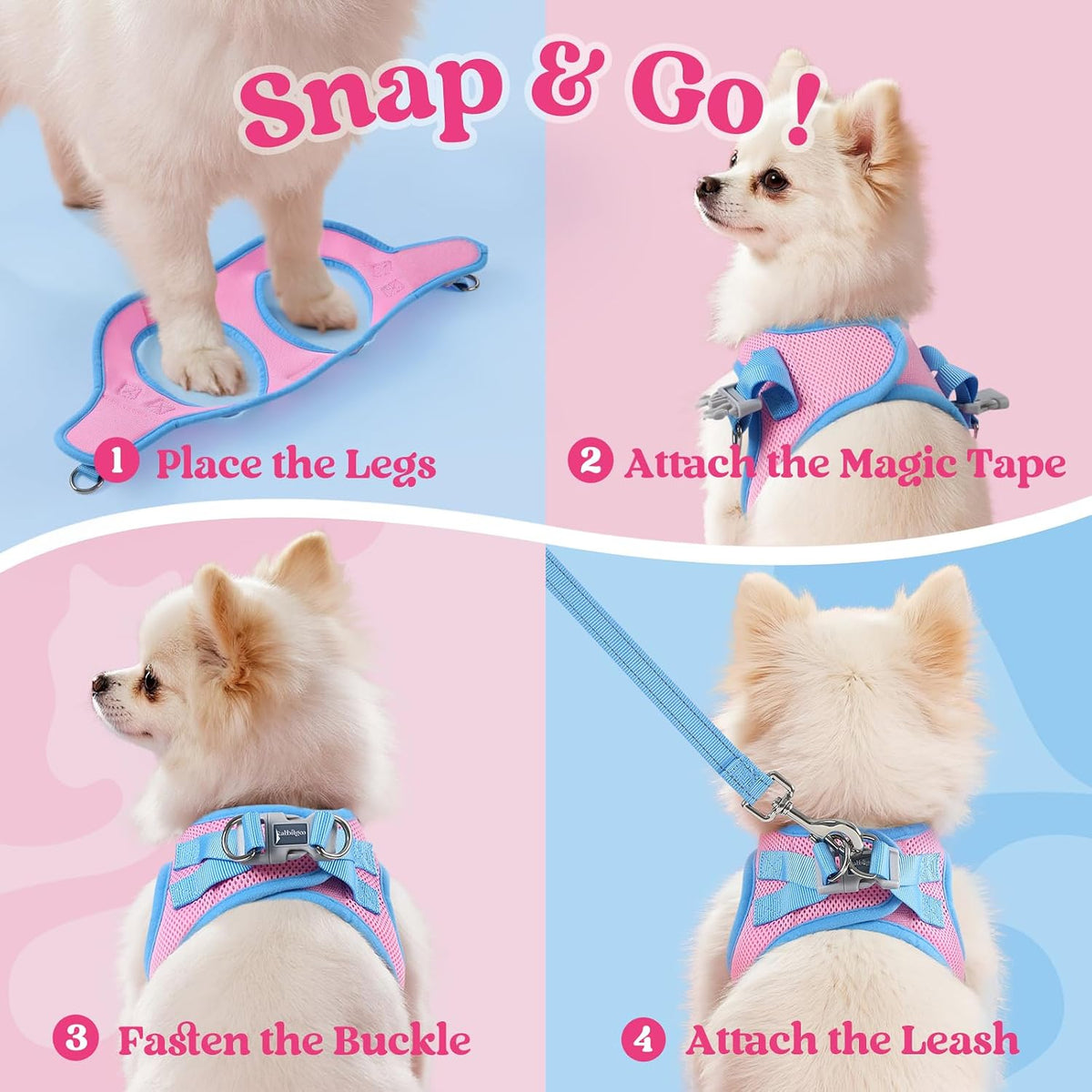 Dog Harness Small Sized and Leash Set, Step in Soft Vest