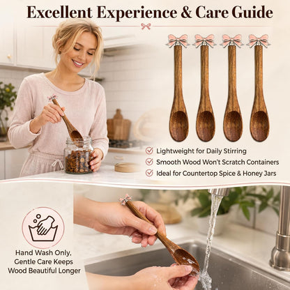 Wooden Stir Spoon for Honey Coffee Stirring Tea Yogurt Jars Small Spoon