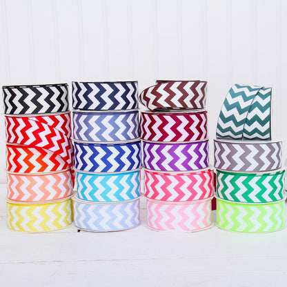Peach Grosgrain Chevron Ribbon - 2 1/4" x 5 yd | Chevron-striped grosgrain ribbon - perfect for bows, hair clips, gift wrapping & DIY decorations
