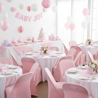 2 Packs Folding Chair Covers Cover for Dining Wedding Party (2, Dusty Pink)