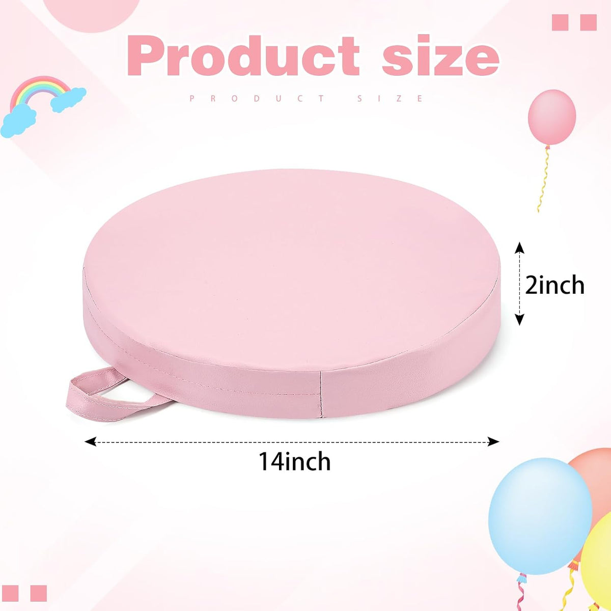2 Pcs 14 Inch Floor Cushions with Handle Back to School, Pink