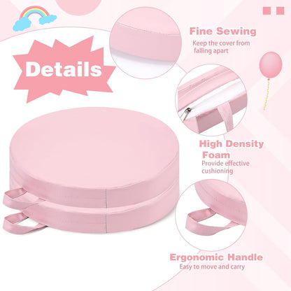 2 Pcs 14 Inch Floor Cushions with Handle Back to School, Pink