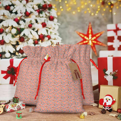 Pink Peach Pattern Seamless Pattern Printing Christmas Drawstring Gift Bags For Holiday Xmas Birthday Party Present Sacks