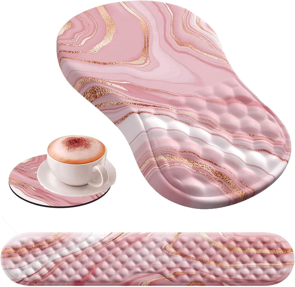 Ergonomic Keyboard Wrist Rest & Mouse Pad Set, Rose Gold Pink
