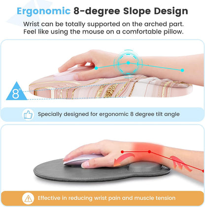 Ergonomic Keyboard Wrist Rest & Mouse Pad Set, Rose Gold Pink