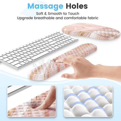 Ergonomic Keyboard Wrist Rest & Mouse Pad Set, Rose Gold Pink