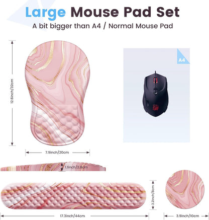 Ergonomic Keyboard Wrist Rest & Mouse Pad Set, Rose Gold Pink