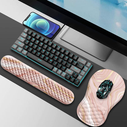 Ergonomic Keyboard Wrist Rest & Mouse Pad Set, Rose Gold Pink