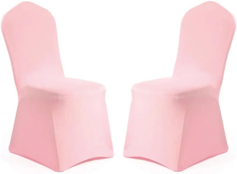 Chair Cover 2 Pcs Pink Polyester Spandex Banquet Chair Covers Slipcover Flat Front Stretch Spandex Chair Covers for Wedding Banquet Dining Party Decorations (Pink)
