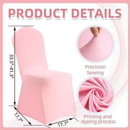Chair Cover 2 Pcs Pink Polyester Spandex Banquet Chair Covers Slipcover Flat Front Stretch Spandex Chair Covers for Wedding Banquet Dining Party Decorations (Pink)