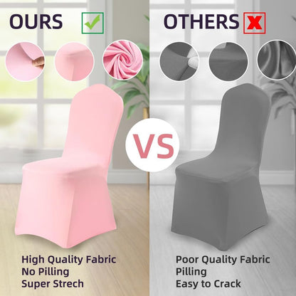 Chair Cover 2 Pcs Pink Polyester Spandex Banquet Chair Covers Slipcover Flat Front Stretch Spandex Chair Covers for Wedding Banquet Dining Party Decorations (Pink)