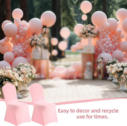 Chair Cover 2 Pcs Pink Polyester Spandex Banquet Chair Covers Slipcover Flat Front Stretch Spandex Chair Covers for Wedding Banquet Dining Party Decorations (Pink)