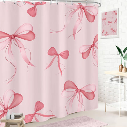 Pink Bow Shower Curtain 72x72 Cute Girly Bathroom Decor