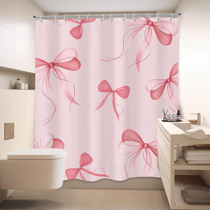 Pink Bow Shower Curtain 72x72 Cute Girly Bathroom Decor