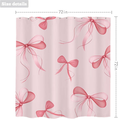 Pink Bow Shower Curtain 72x72 Cute Girly Bathroom Decor