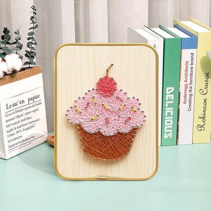 DIY String Art Kit, 3D String Nail Making Kit Art Crafts Kit for Beginners Women Men Students Home Handmade Wall Table Decorations Mother's Day Valentine's Gifts (Pink)